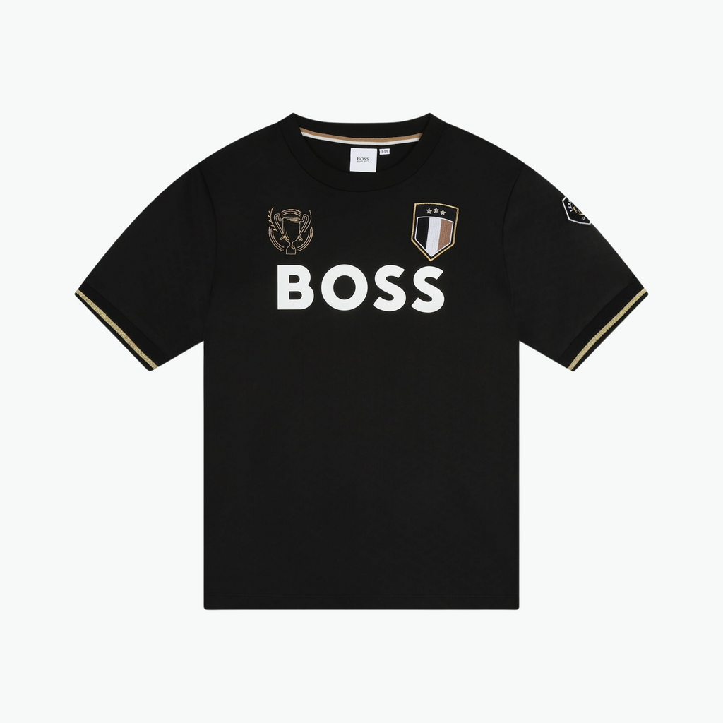 Boss Kids Stretch Fabric Embroidered Patches T-shirt