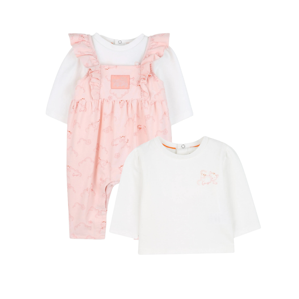 Kenzo Kids Pink Ruffle-trim Babygrow Set