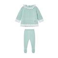 Paz Rodriguez Knitted Sweater Two-Piece in Aqua