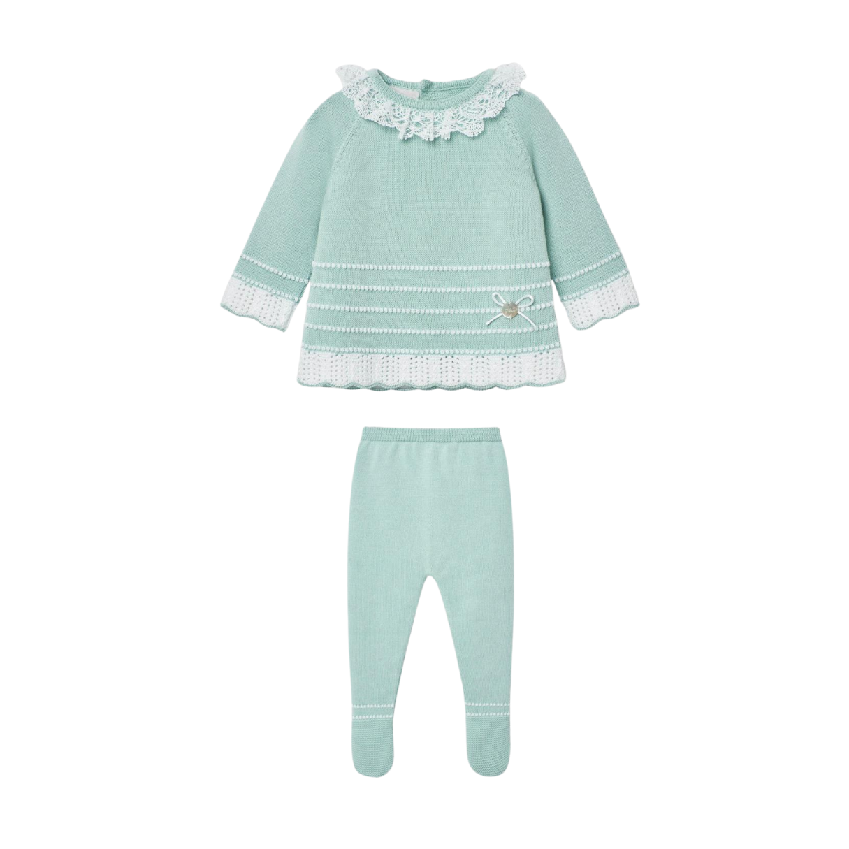 Paz Rodriguez Knitted Sweater Two-Piece in Aqua
