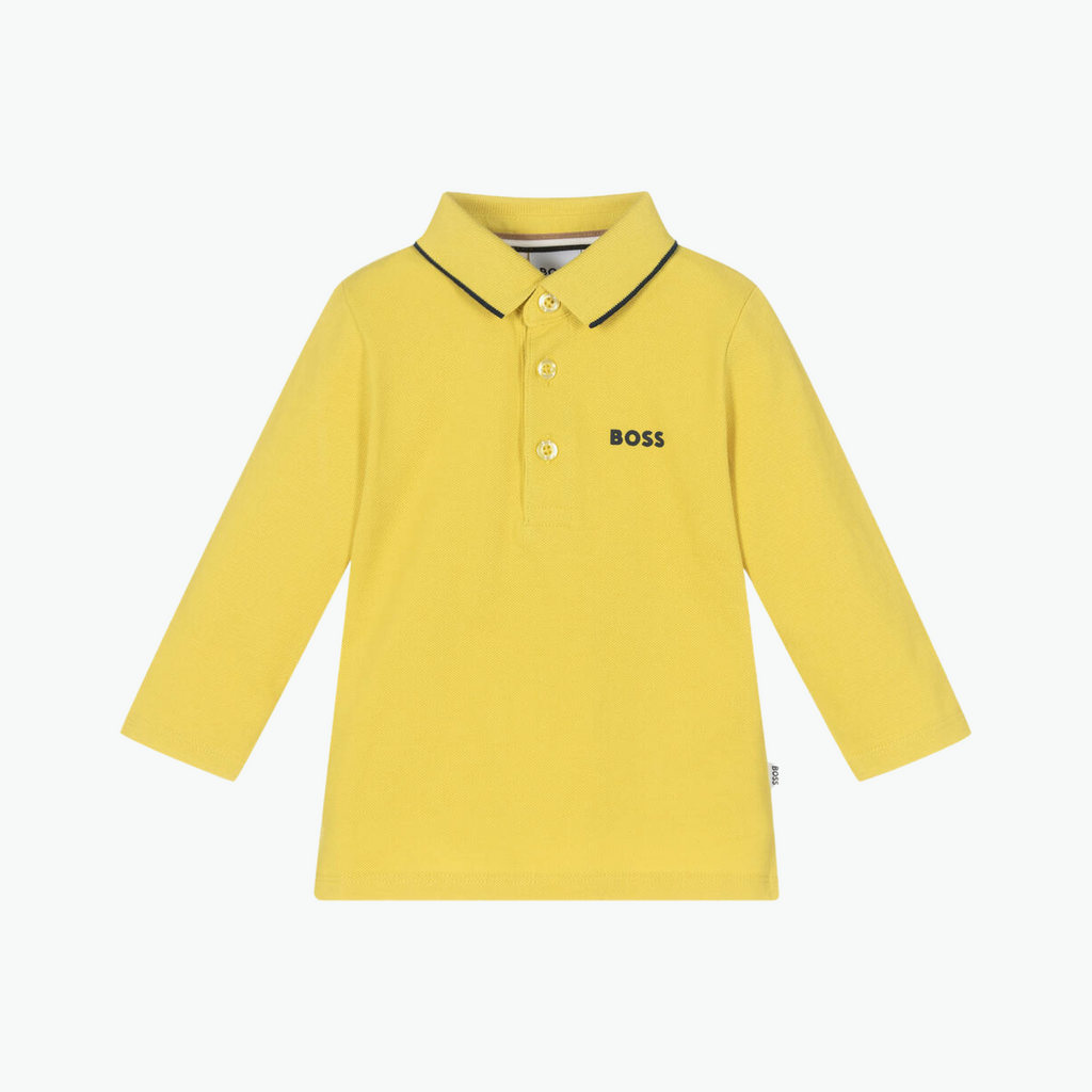 Boss Kids Long Sleeved Polo in Lime