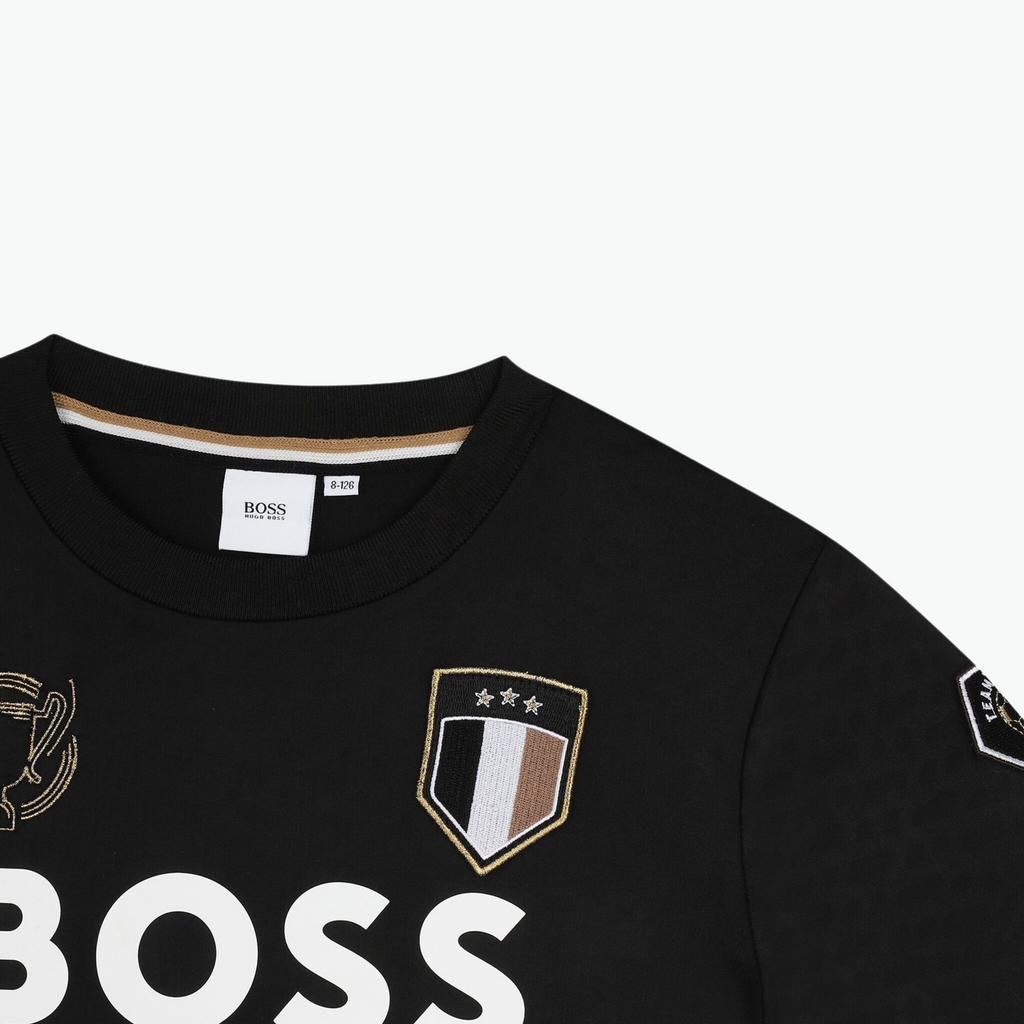 Boss Kids Stretch Fabric Embroidered Patches T-shirt