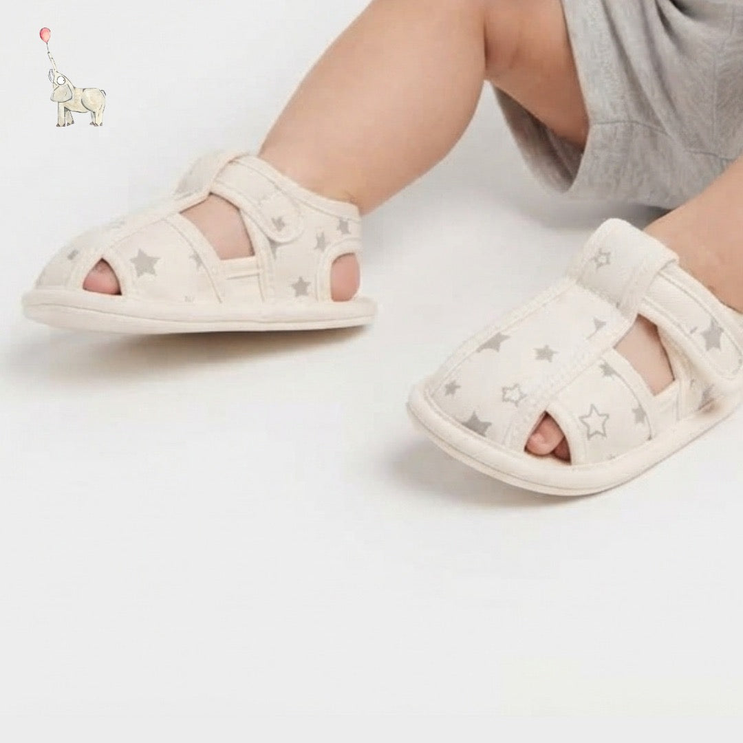 Mammyeve Baby Sandals Shoes 1Y | Cream Star Pattern