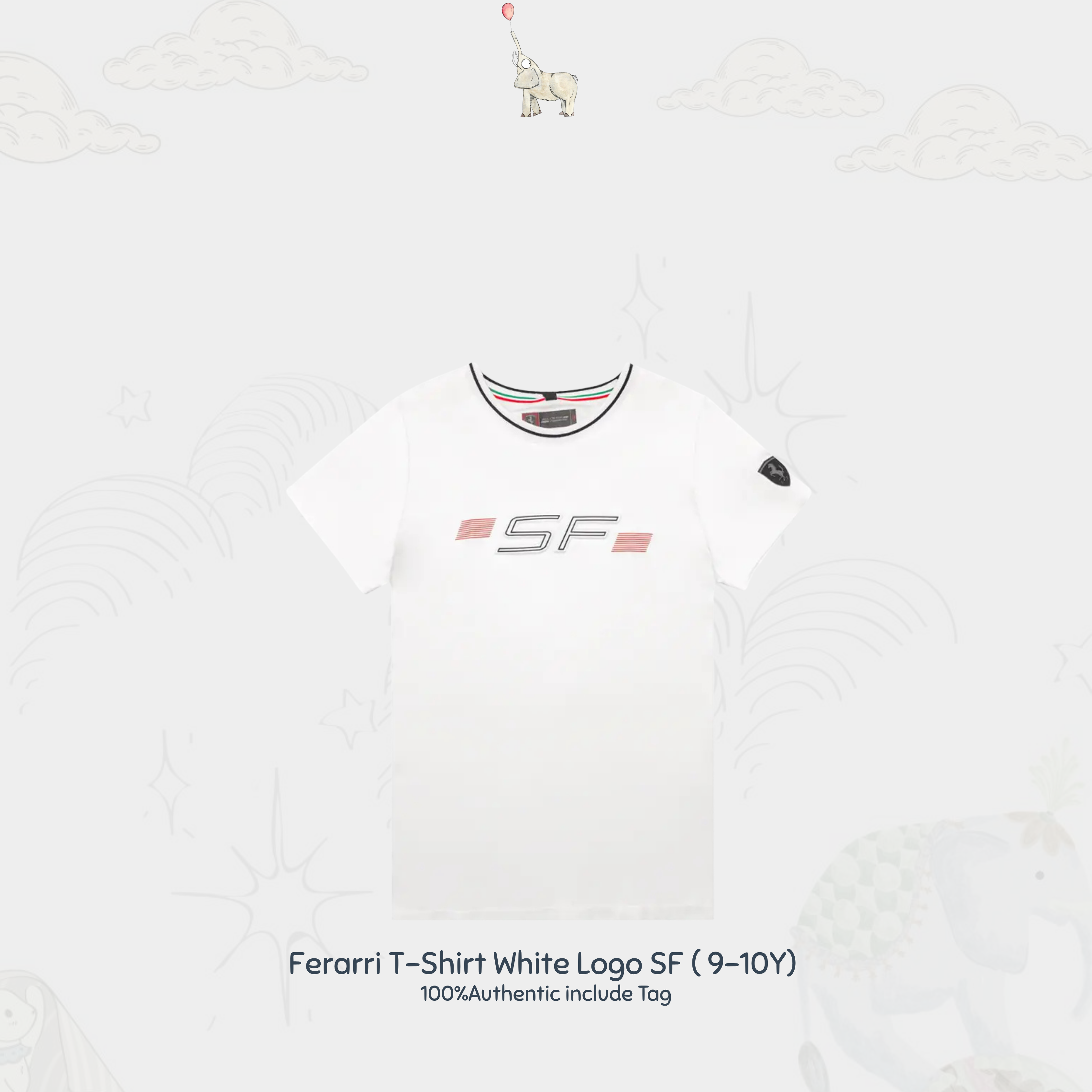 Ferrari T-Shirt White Logo SF | 9-10 Y