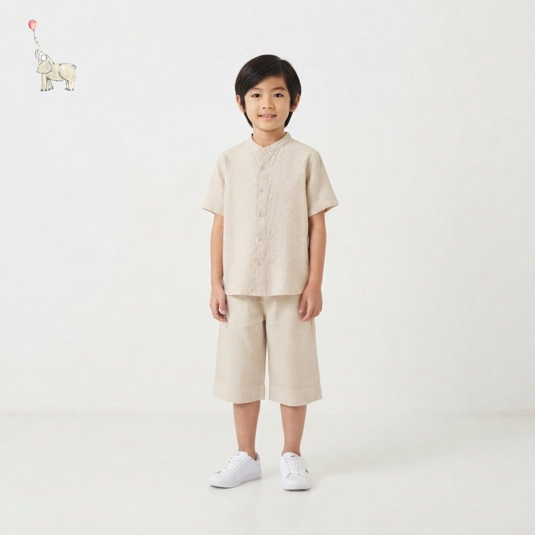 Kekeyo Linen Short-Sleeve Koko Shirt Top | 2-14Y