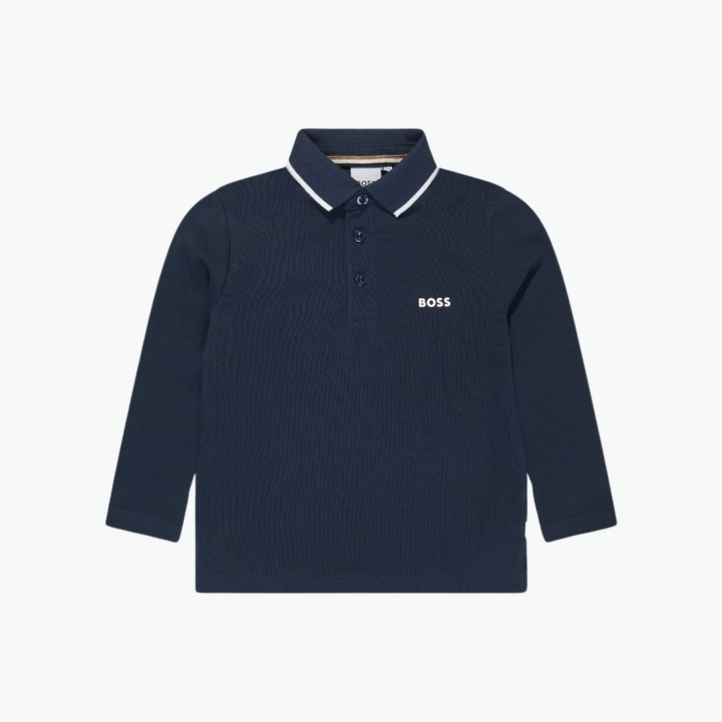 Boss Kids Long Sleeve Polo in Navy