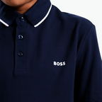 Boss Kids Long Sleeve Polo in Navy