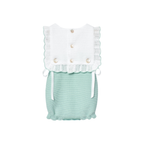 Paz Rodriguez Knitted Romper with Bow in Green