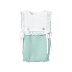 Paz Rodriguez Knitted Romper with Bow in Green