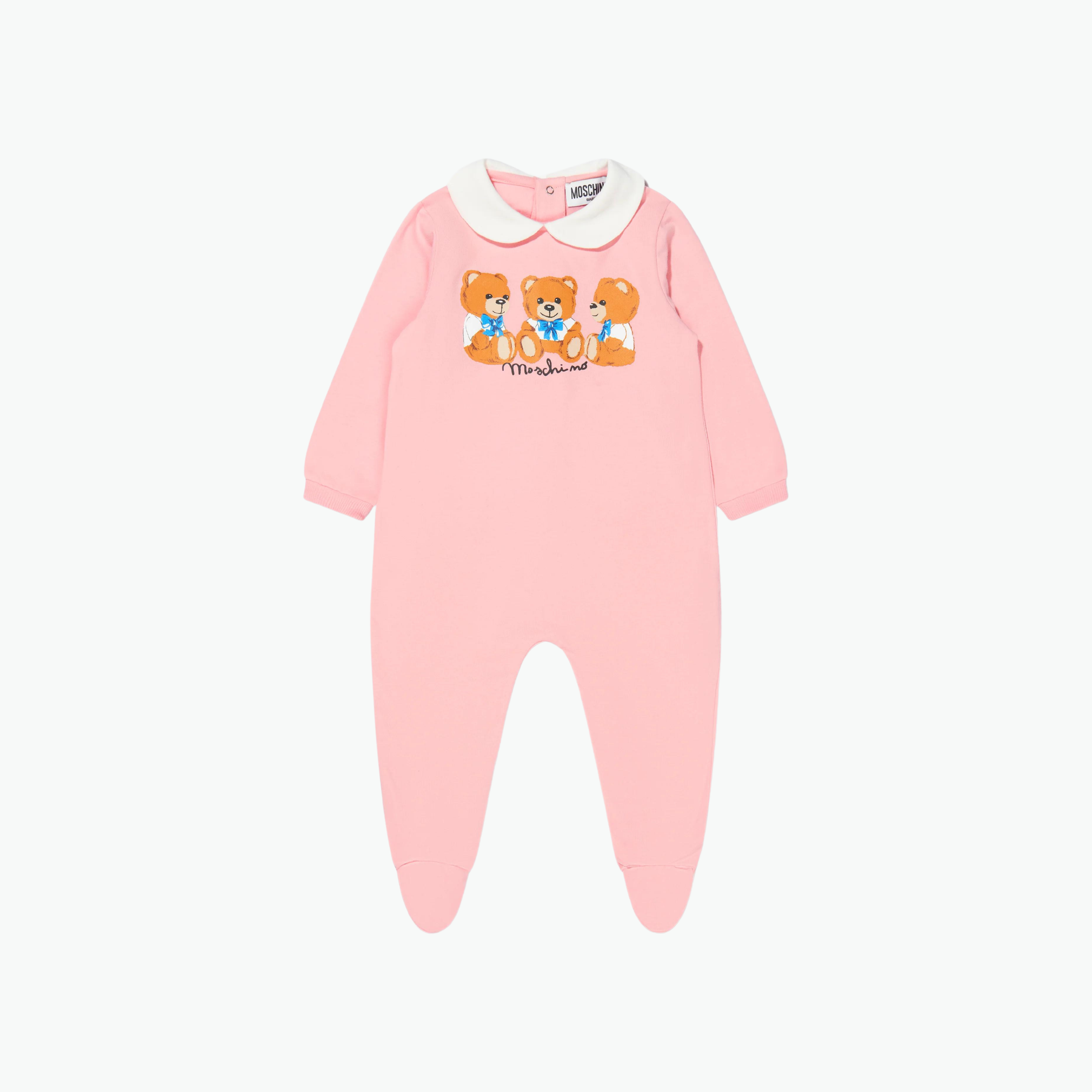 Moschino Baby Girls Teddy Logo Babygrow in Pink