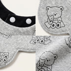 Kekeyo Baby Bibs - Heather Grey Sitting Bear Motif