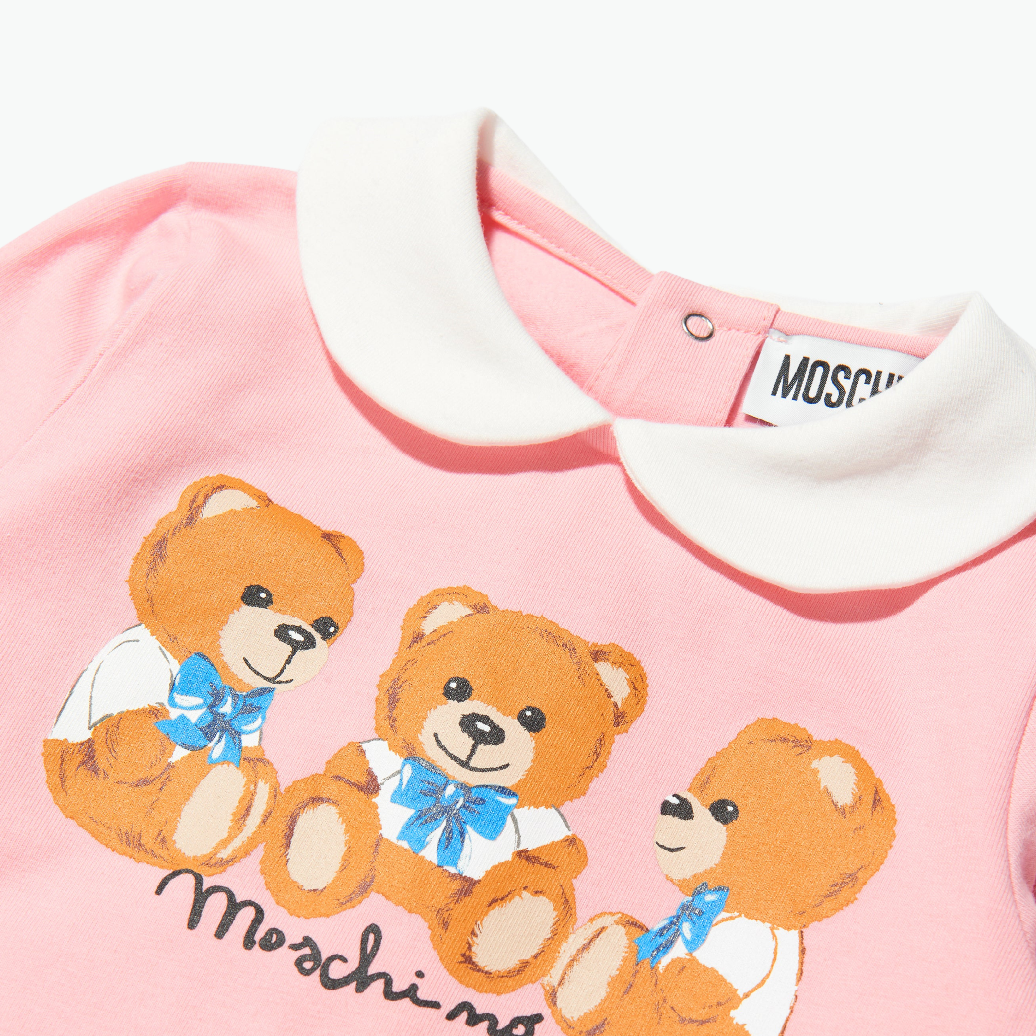 Moschino Baby Girls Teddy Logo Babygrow in Pink