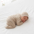 Paz Rodriguez Knitted 2 Piece Babygrow Set with lace trimmed knitted bonnet
