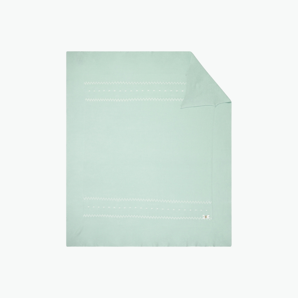 Paz Rodriguez Wool Knit Baby Blanket in Sage