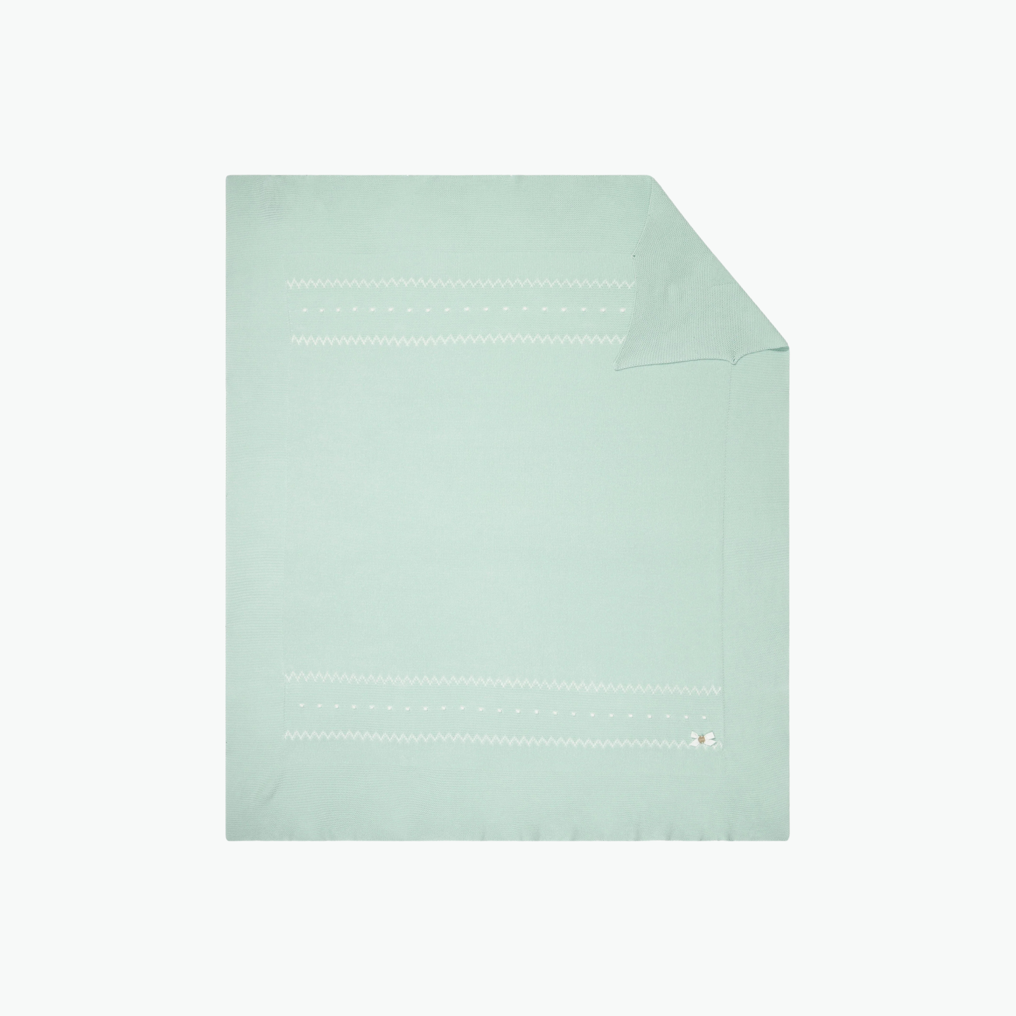 Paz Rodriguez Wool Knit Baby Blanket in Sage