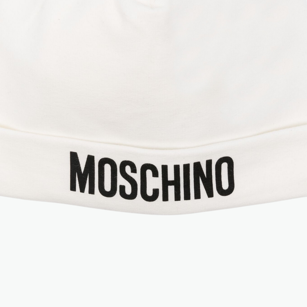 Moschino Kids Logo Beanie Hat in White