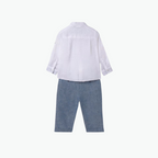 Abel & Lula White Blue Linen
