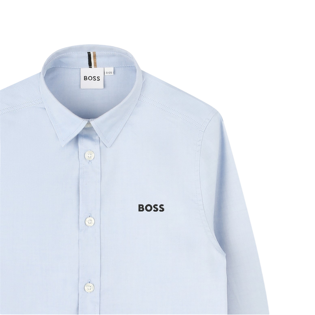 Boss Kids Cotton Shirt in White, Blue