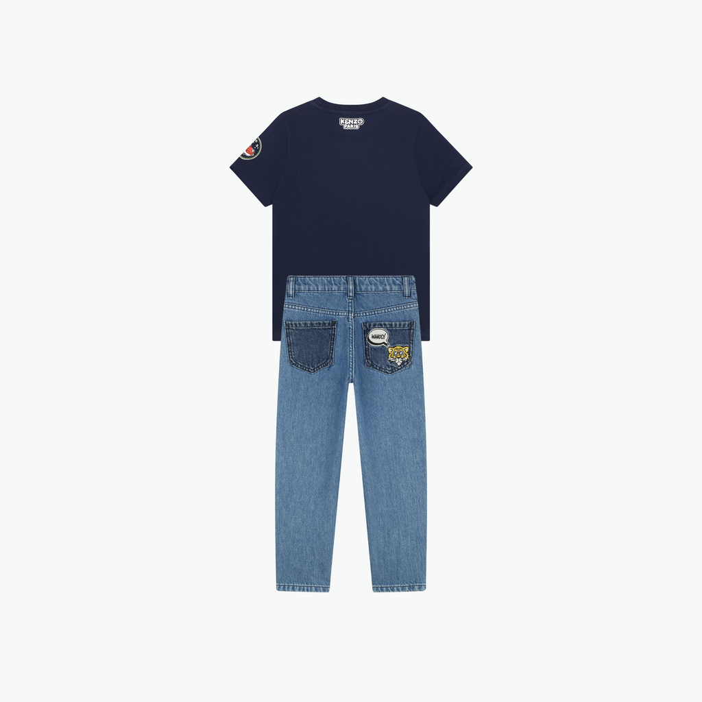 Kenzo Cotton T-shirt and Denim Trousers Set