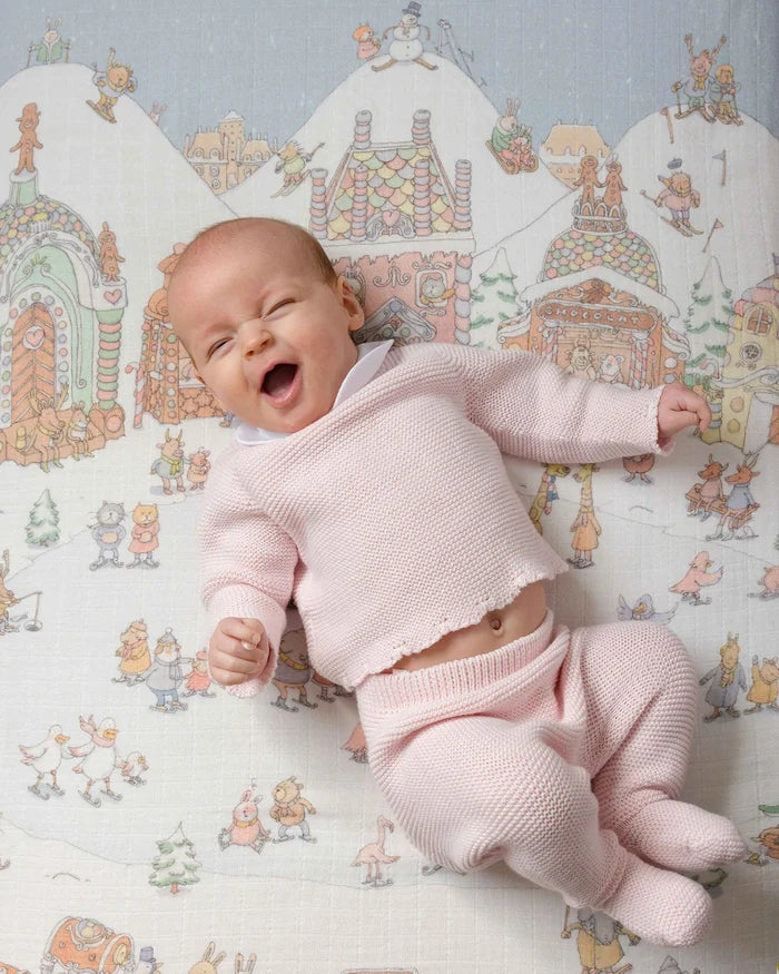 Atelier Choux Carré Swaddle - Winter Wonderland Blue 100x100cm | Babybrandedshop