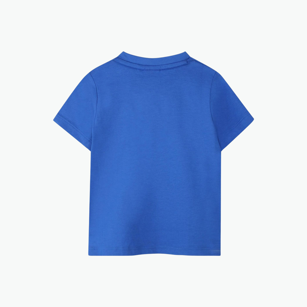 Boss Kids Logo Print Cotton T-shirt Blue