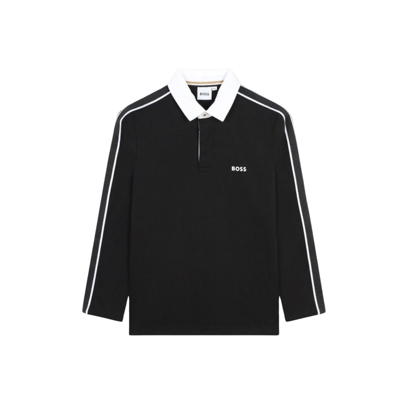 Boss Kids Boys Long-Sleeve Polo Shirt in Black