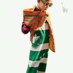 The Animals Observatory Kids Striped Cotton Dungarees
