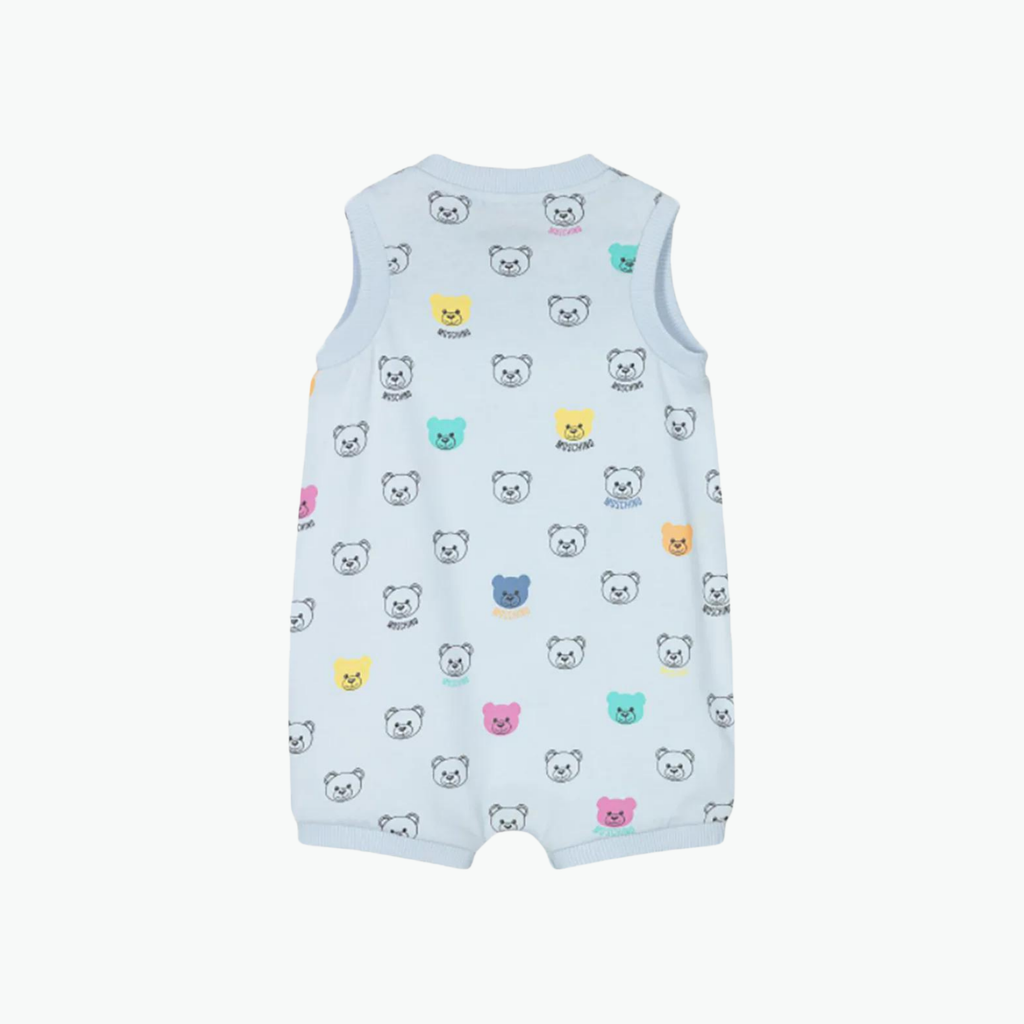 Moschino Kids Teddy Bear Sleeveless Romper in Blue