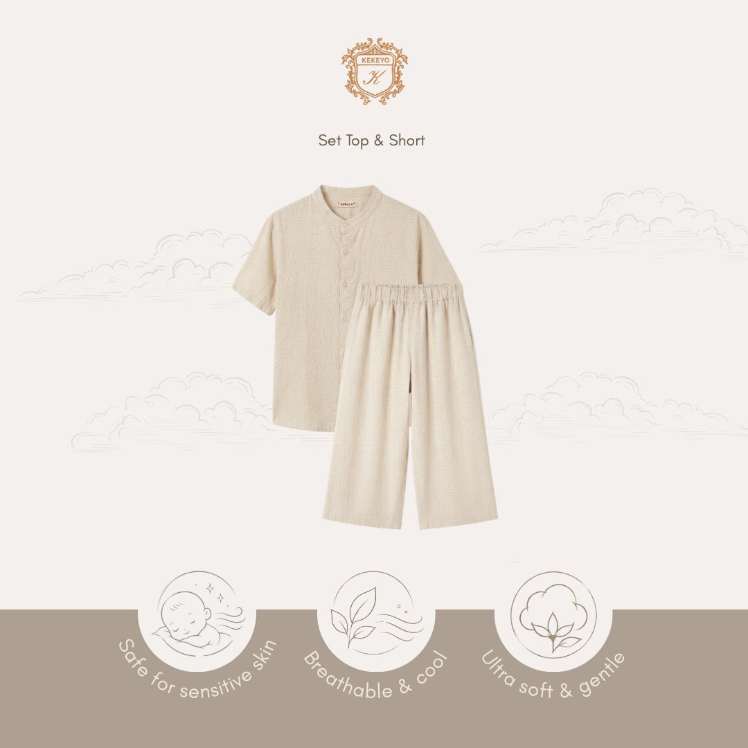 Kekeyo Linen Short-Sleeve Koko Shirt Top | 2-14Y