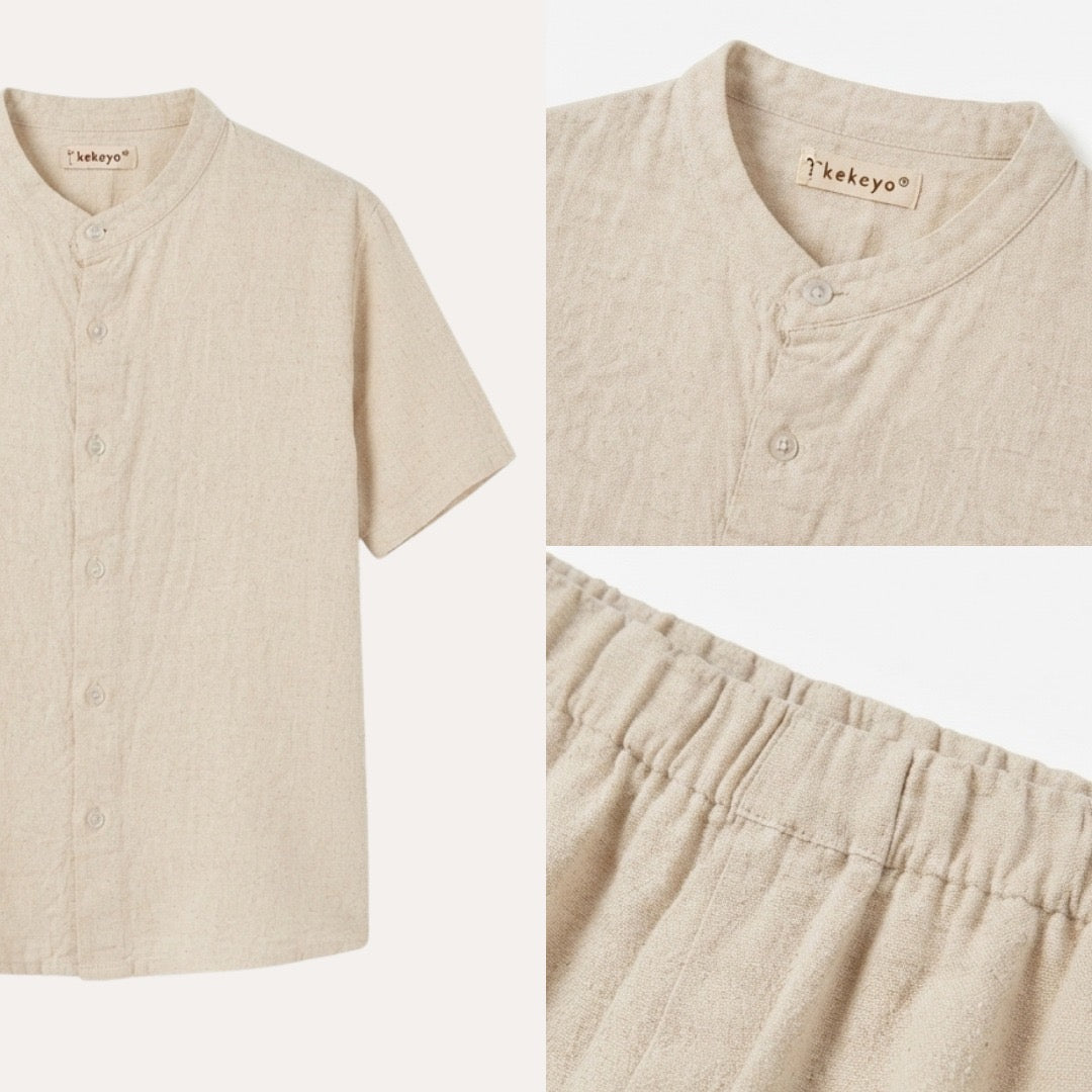Kekeyo Linen Short-Sleeve Koko Shirt Top | 2-14Y