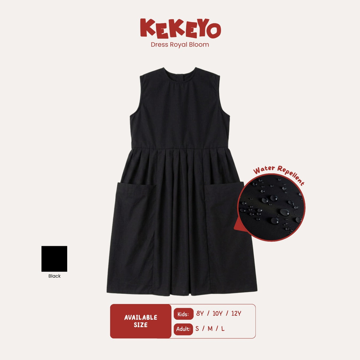 Kekeyo Dress Royal Bloom Black | 8Y 10Y 12Y S M L