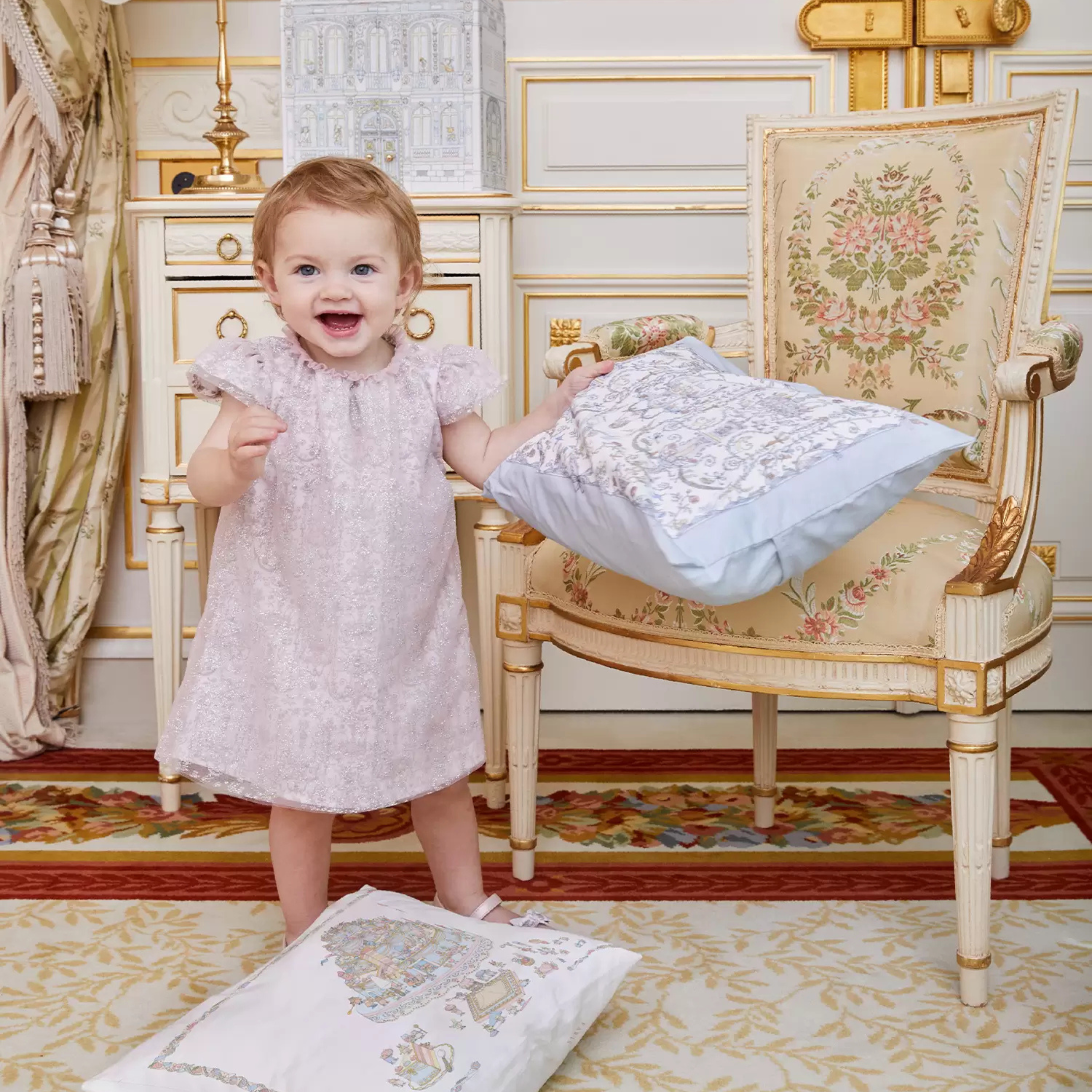 Atelier Choux x Caitlin Wilson Satin Cushion – Toile de Jouy
