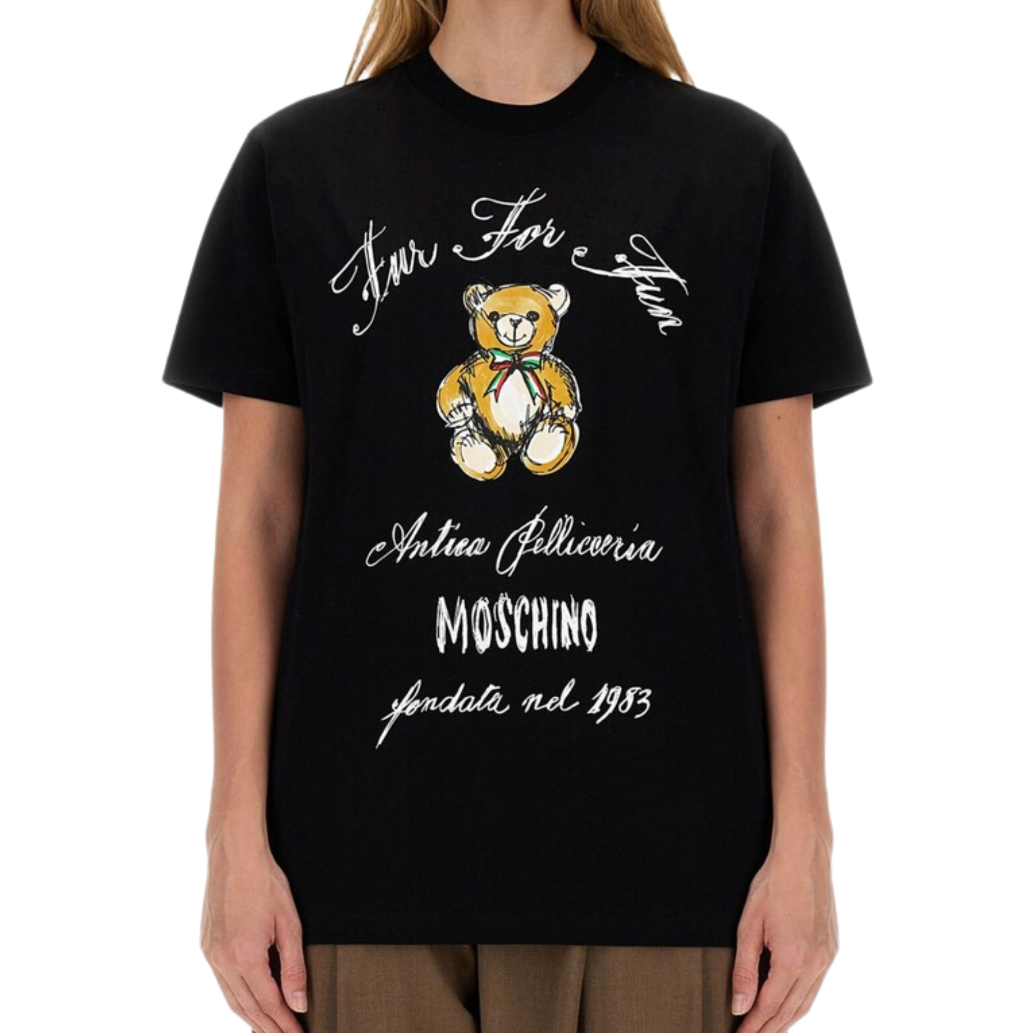 Moschino Kids Teddy Bear Graphic Cotton T-Shirt in Black