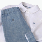 Abel & Lula White Blue Linen
