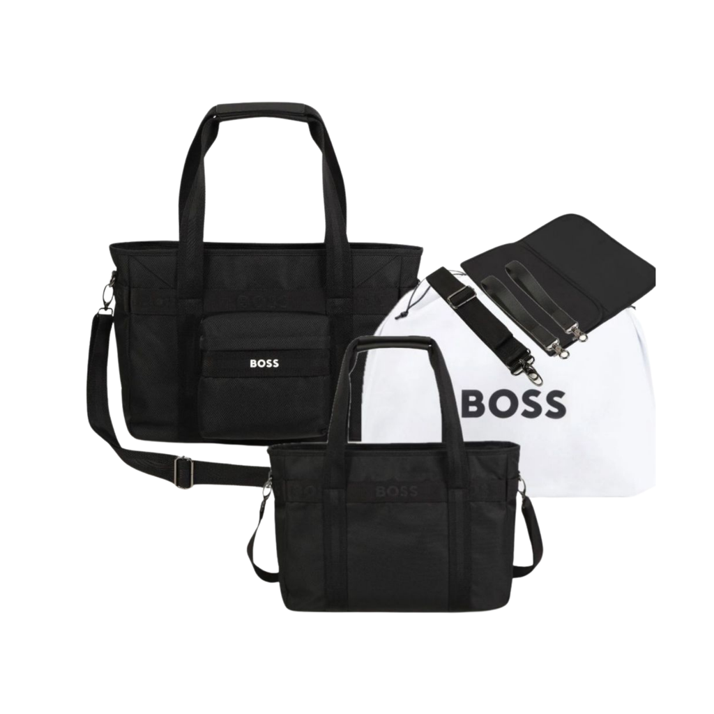 Boss Kids Logo-Applique Diaper Bag in Black