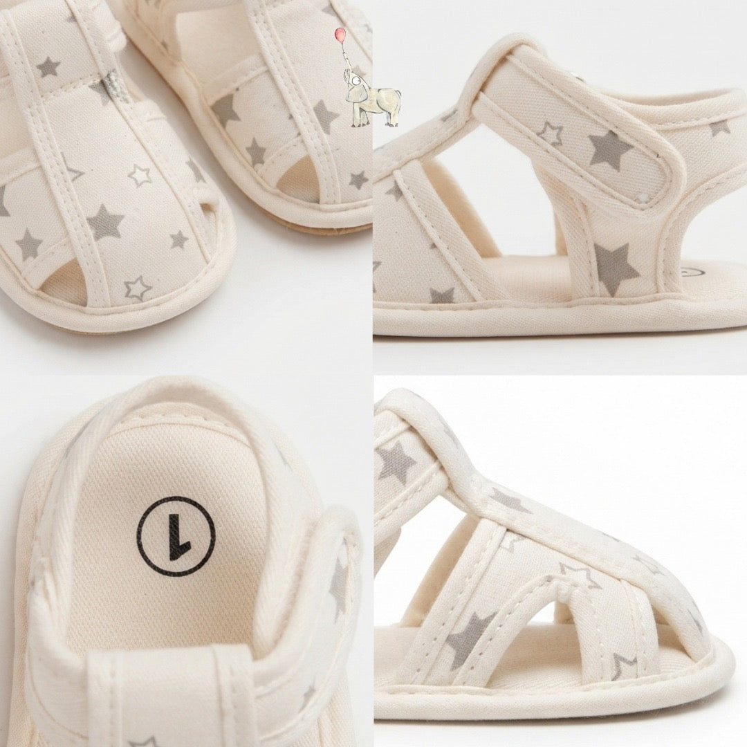 Mammyeve Baby Sandals Shoes 1Y | Cream Star Pattern