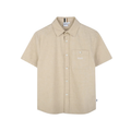 Boss Kids Logo-Embroidered Linen Shirt in Brown