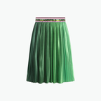 Karl Lagerfeld Kids Green Pleated Midi Satin Skirt