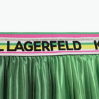 Karl Lagerfeld Kids Green Pleated Midi Satin Skirt