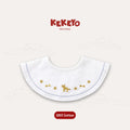 Kekeyo Baby Bibs - White Blue Trim Golden Puppy & Star Motif
