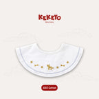 Kekeyo Baby Bibs - White Blue Trim Golden Puppy & Star Motif