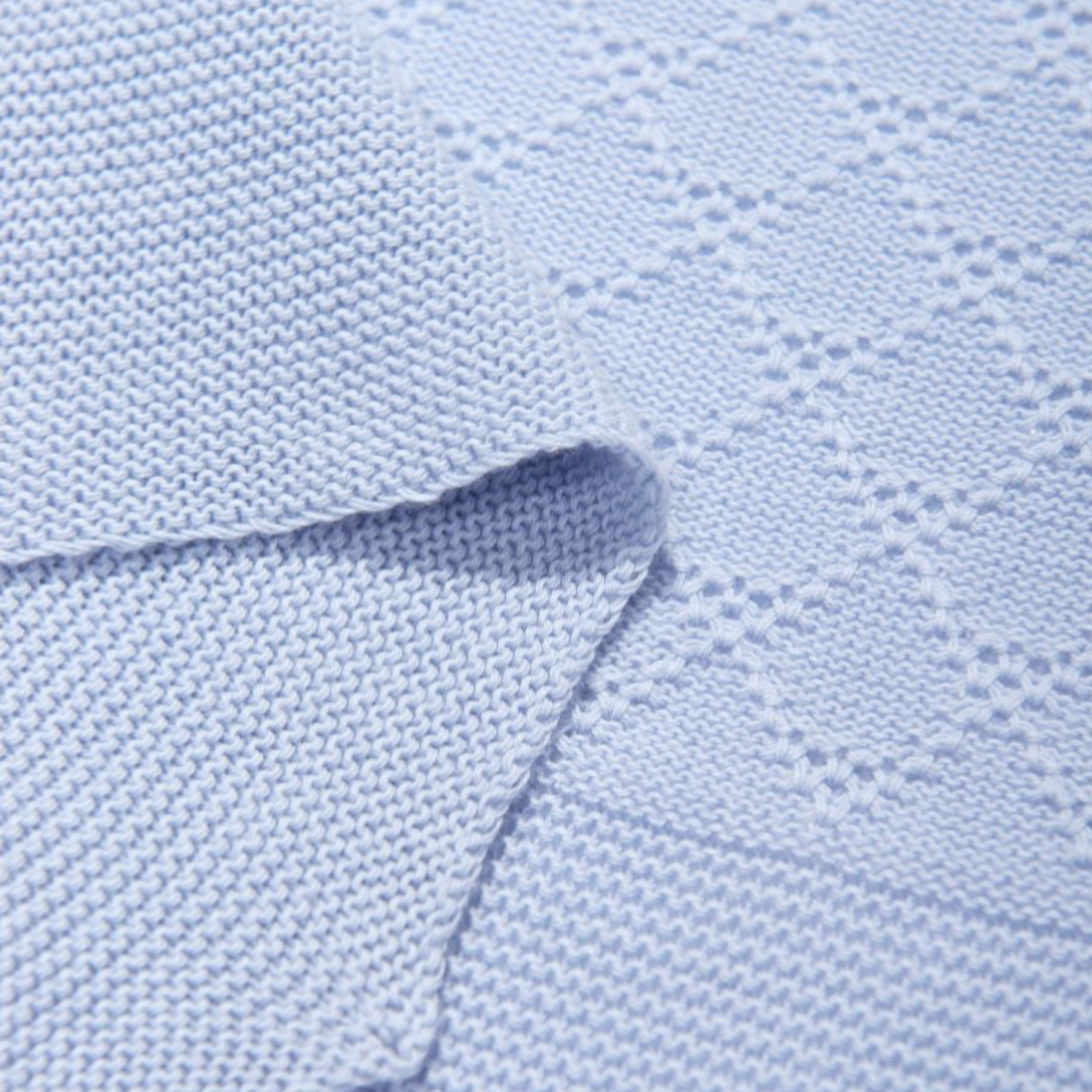 Paz Rodriguez Wool Knit Baby Blanket in Blue