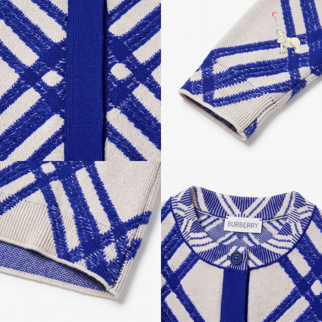 Burberry Checkered Wool Blend Cardigan Blue White 8Y | Babybrandedshop