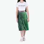 Karl Lagerfeld Kids Green Pleated Midi Satin Skirt