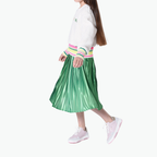 Karl Lagerfeld Kids Green Pleated Midi Satin Skirt