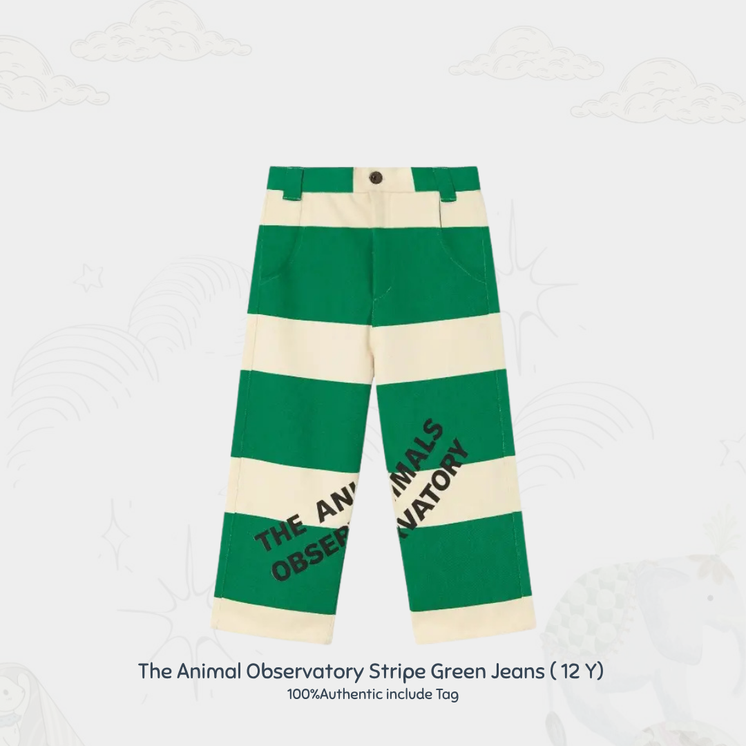 The Animal Observatory Strip Green Series | Blouse Baju Terusan Anak Celana Jeans | 2Y 10Y | 12 Y |