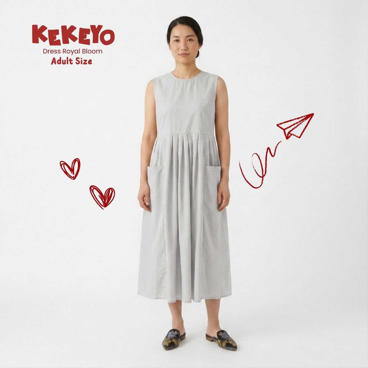 Kekeyo Dress Royal Bloom Grey | 8Y 10Y 12Y S M L