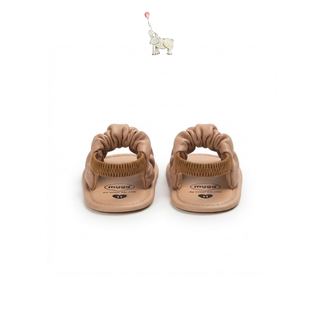 Mammyeve Ruched Double Strap Sandals | Soft Brown