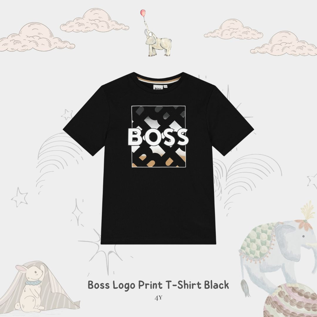 Boss Logo Print T-Shirt Black