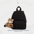 Boss Black Mini Backpack With Red Panda Charm